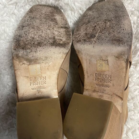 Eileen Fisher Ember slip on Ankle Boots khaki Nubuck Leather back zipper SZ10 - Picture 8 of 9